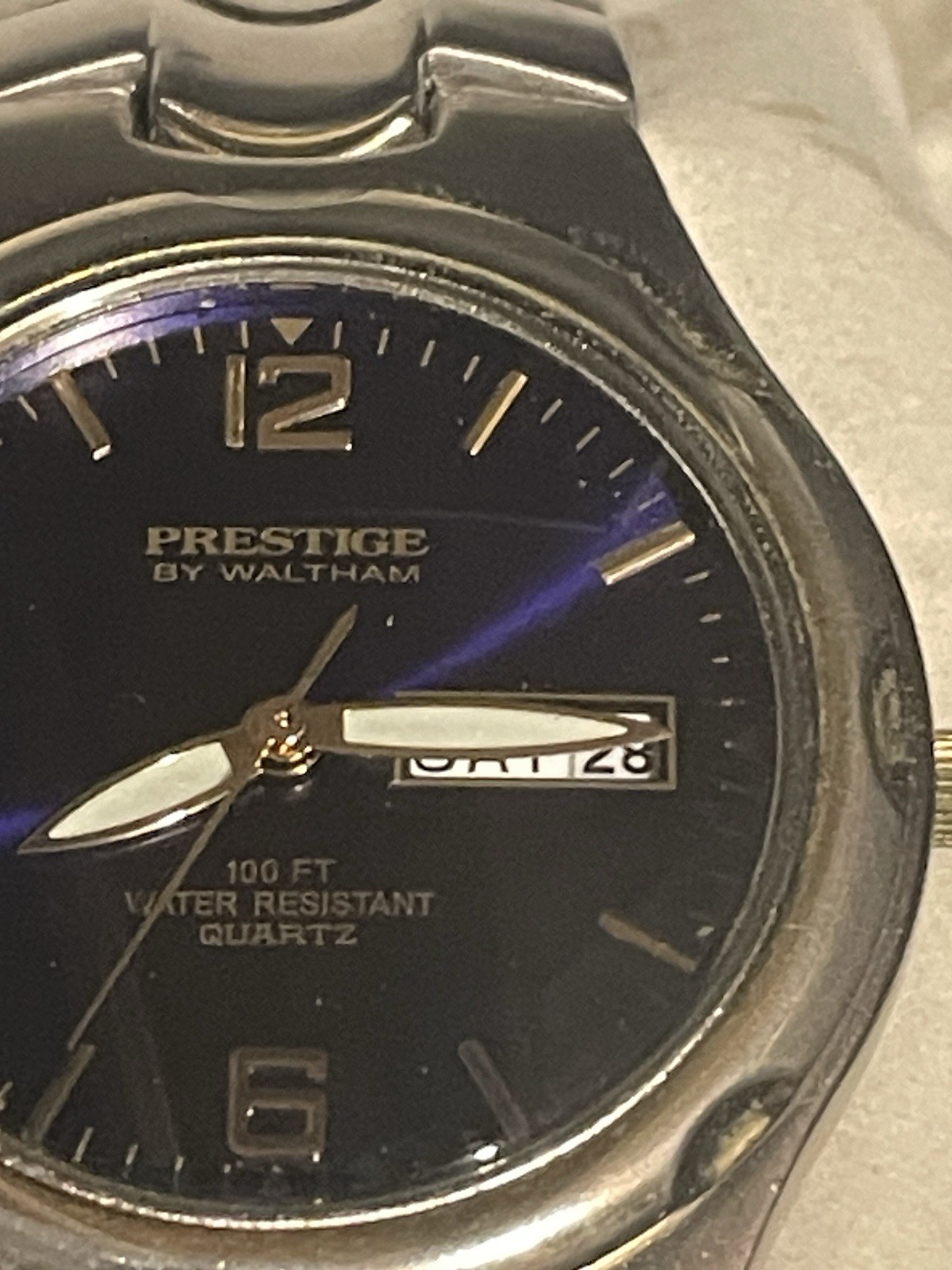 Prestige by Waltham Quartz Watch Blue Dial Speidel Stretch Band New Battery