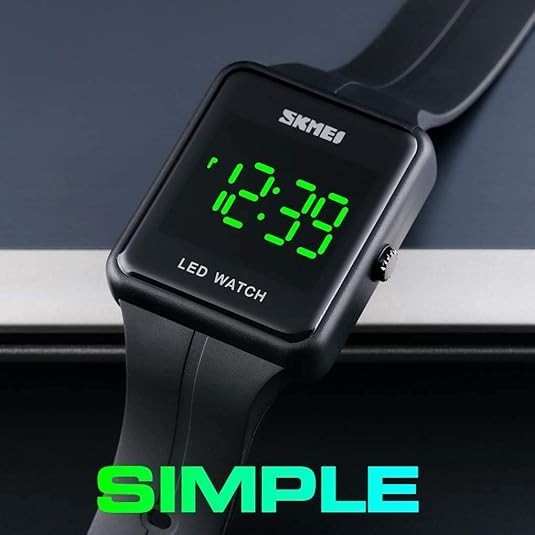 Large Face LED Digital Watch Date Time 3Bar Waterproof Men Women Black