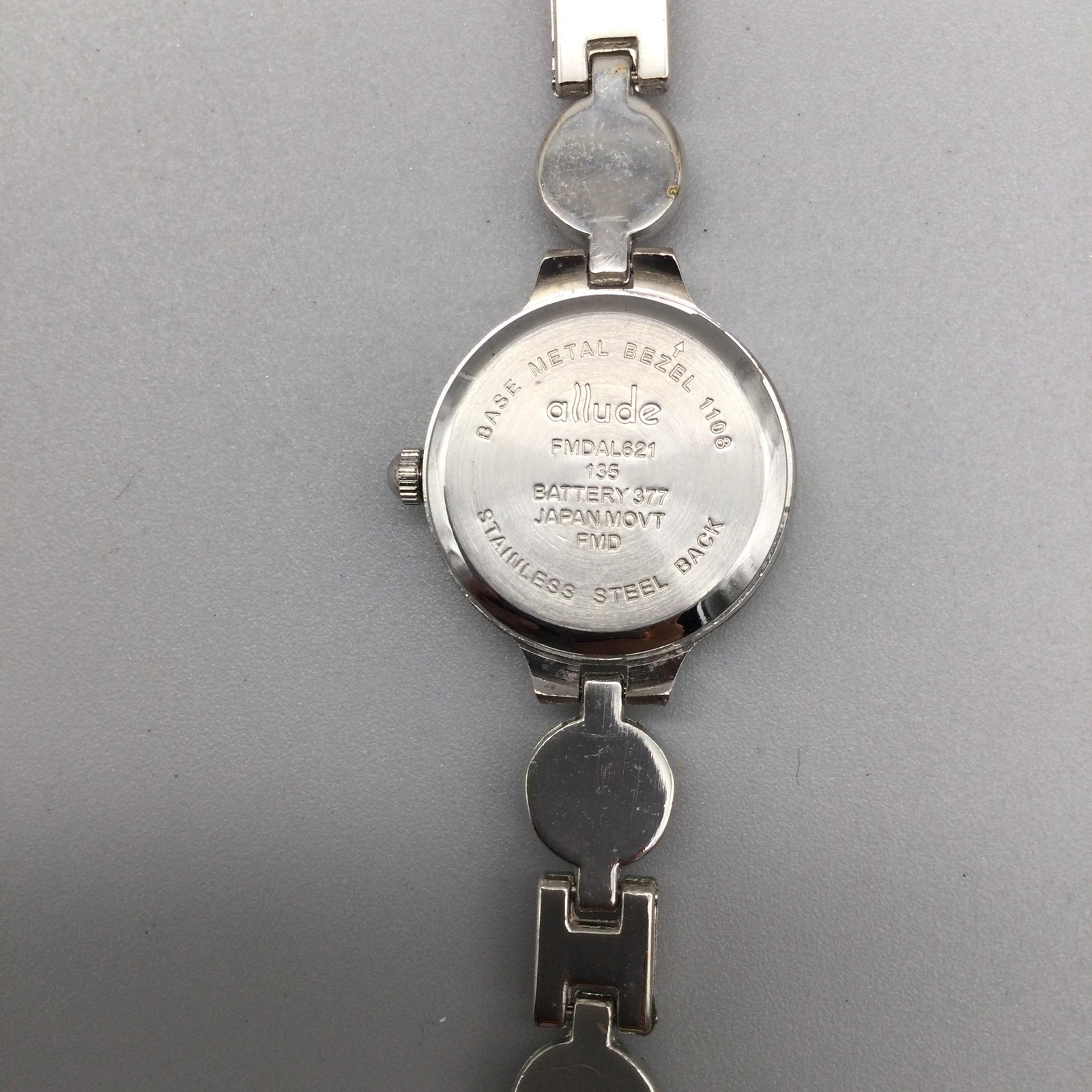Allude Womens Watch 22mm Silver Tone Blue Rhinestone Bracelet New Battery 7.5″