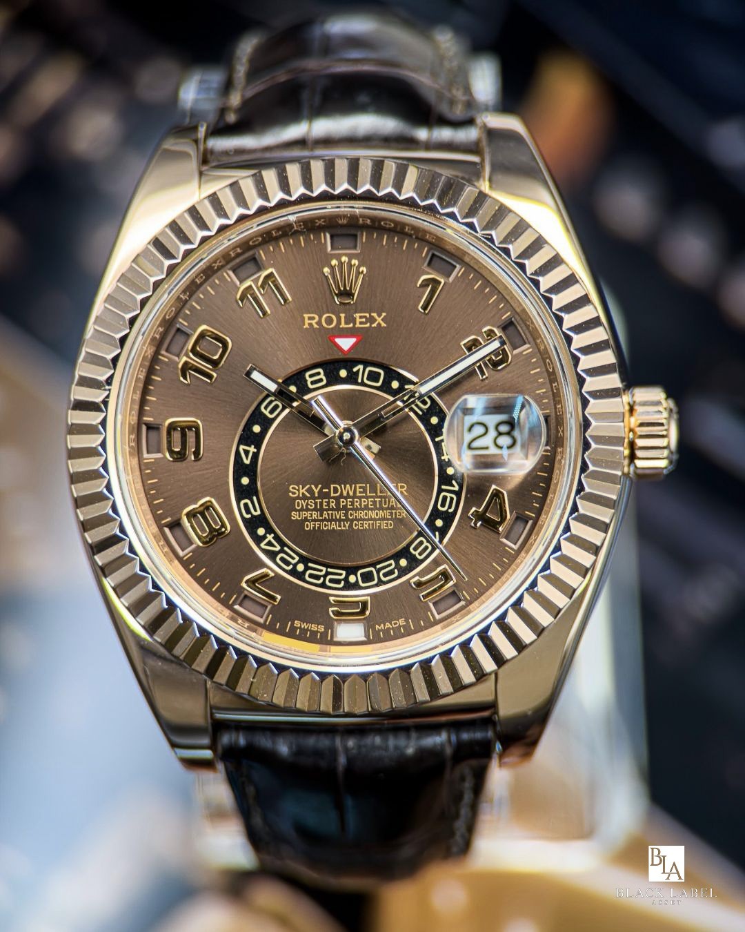 Rolex Sky-Dweller 326135 Everose Gold Chocolate Dial Leather Box