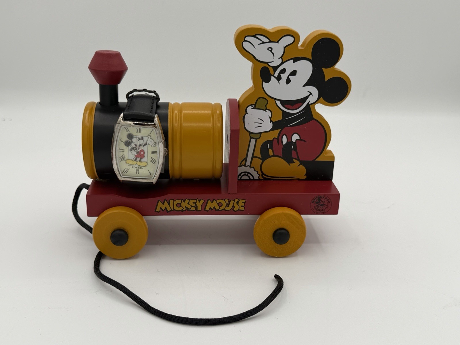 Fossil Disney Mickey Mouse Limited Edition Quartz Watch, Black Leather, Box