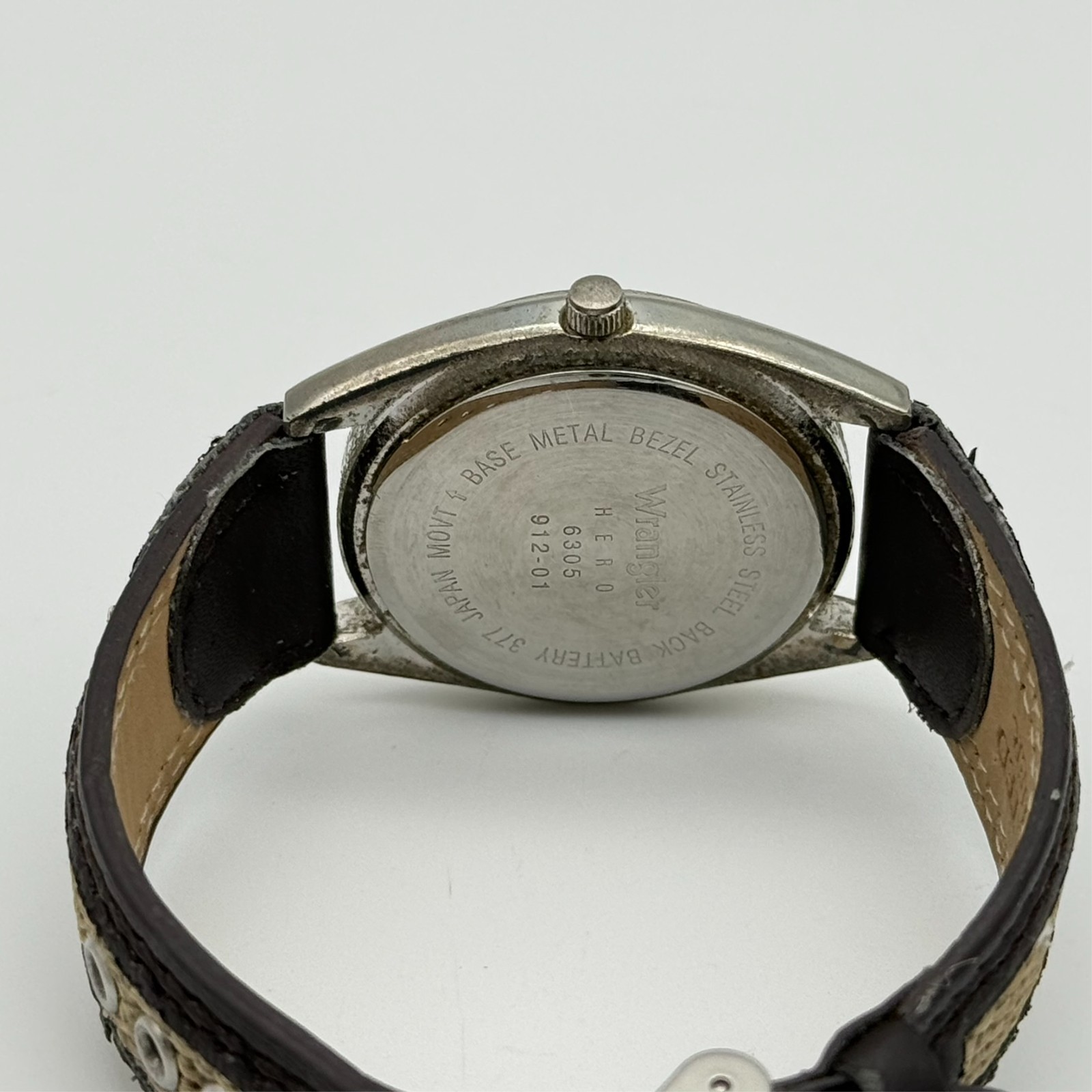 Men’s WRANGLER Hero Classic Silver Tone Watch, Blue Dial, 36mm, Brown Band, Runs