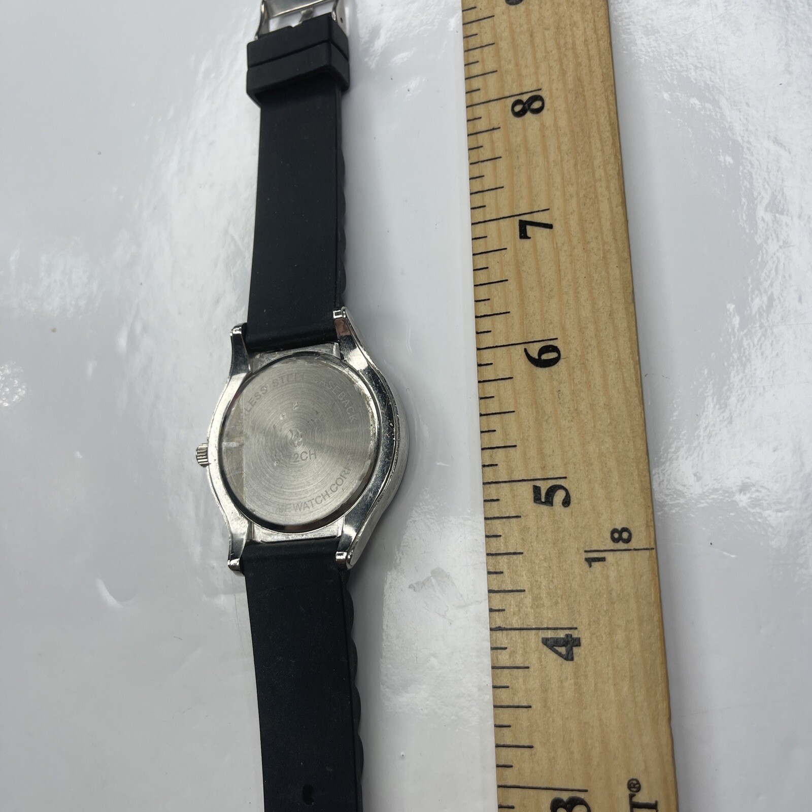 E Vivani S372CH Accutime Cheetah Silver Black Silicone Watch Stainless Untested