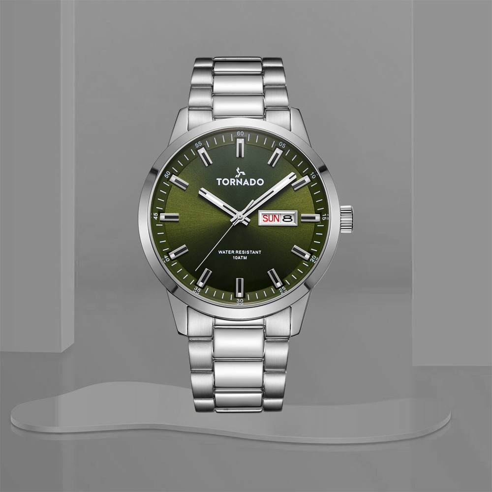 Tornado Spectra Men’s Analog Watch | Green Dial, 43x48mm, 100 m (10 ATM)