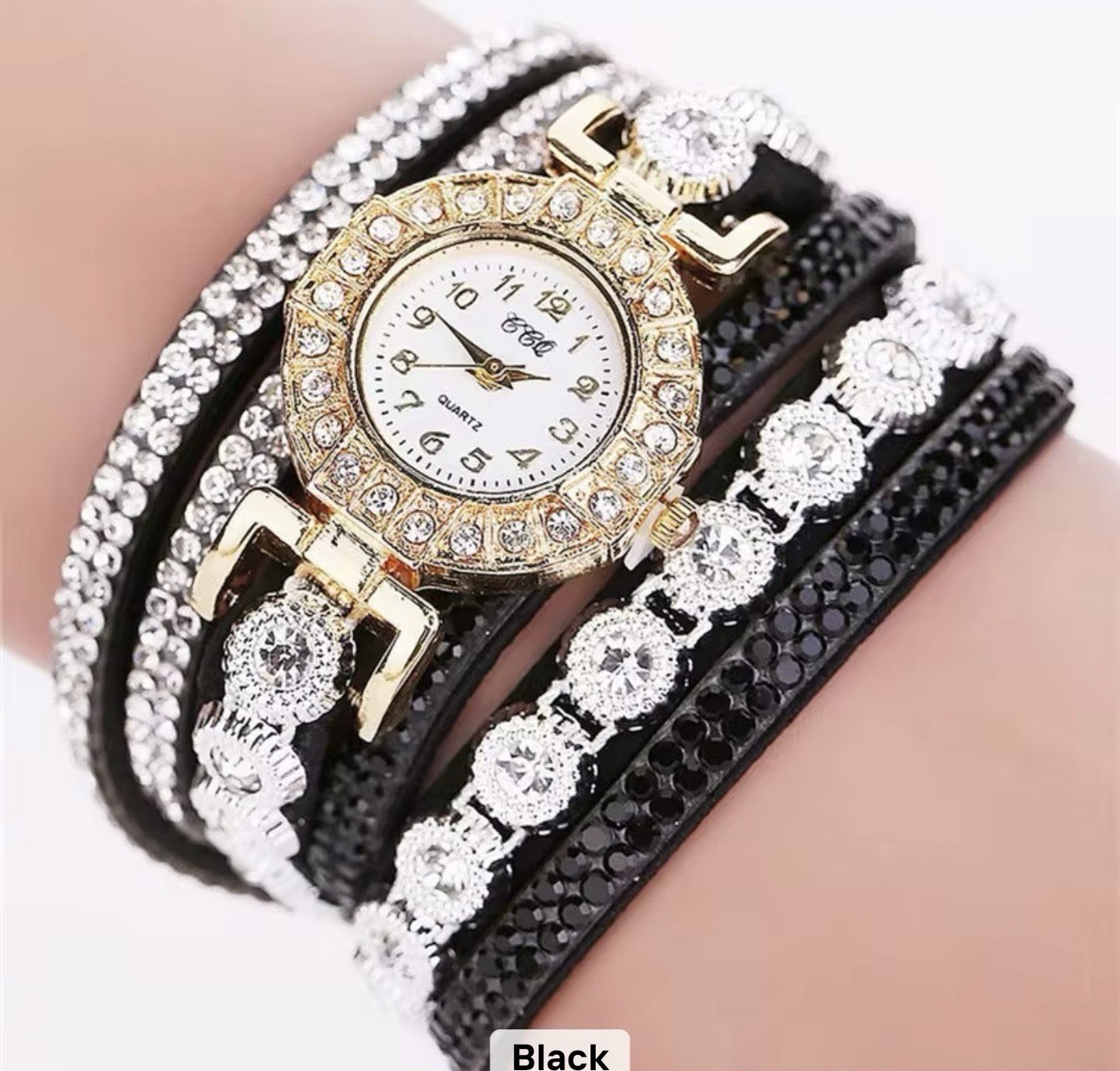 Wal-Joy Women’s Quartz Rhinestone Wrap Bracelet Watch Analog 12-Hour Dial