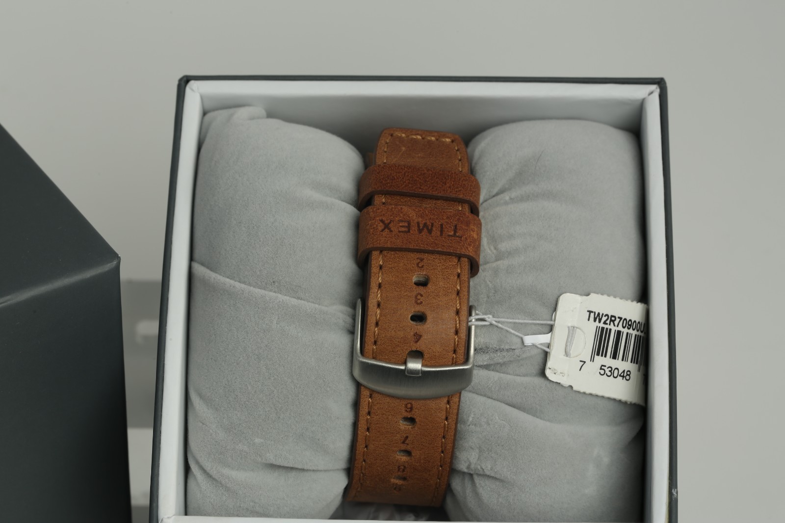 Gents Timex Waterbury Chronograph Watch Black Dial Brown Leather Strap with Box