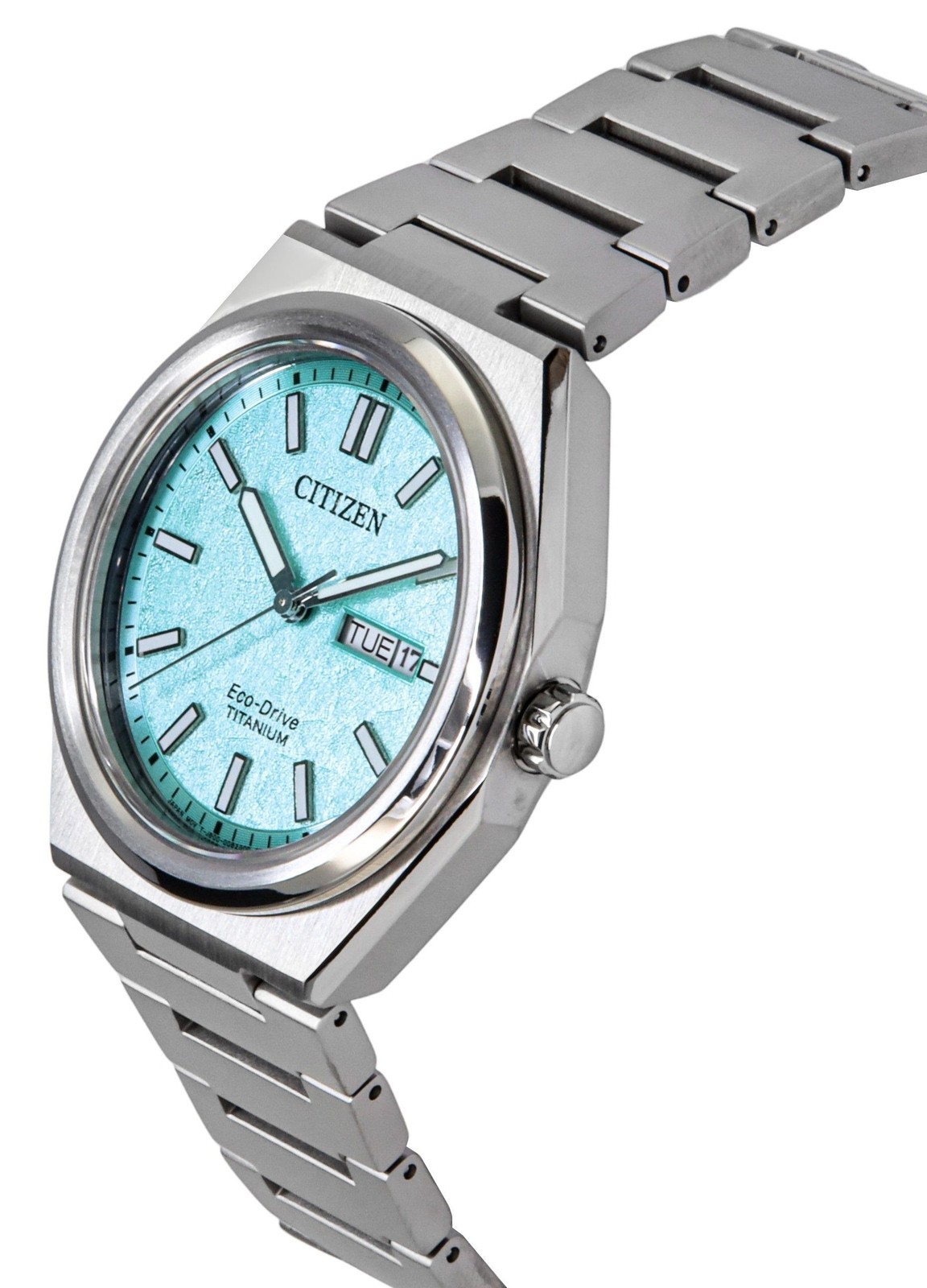 Citizen Super Titanium Turquoise Dial Eco-Drive Dress Men’s Watch AW0130-85M