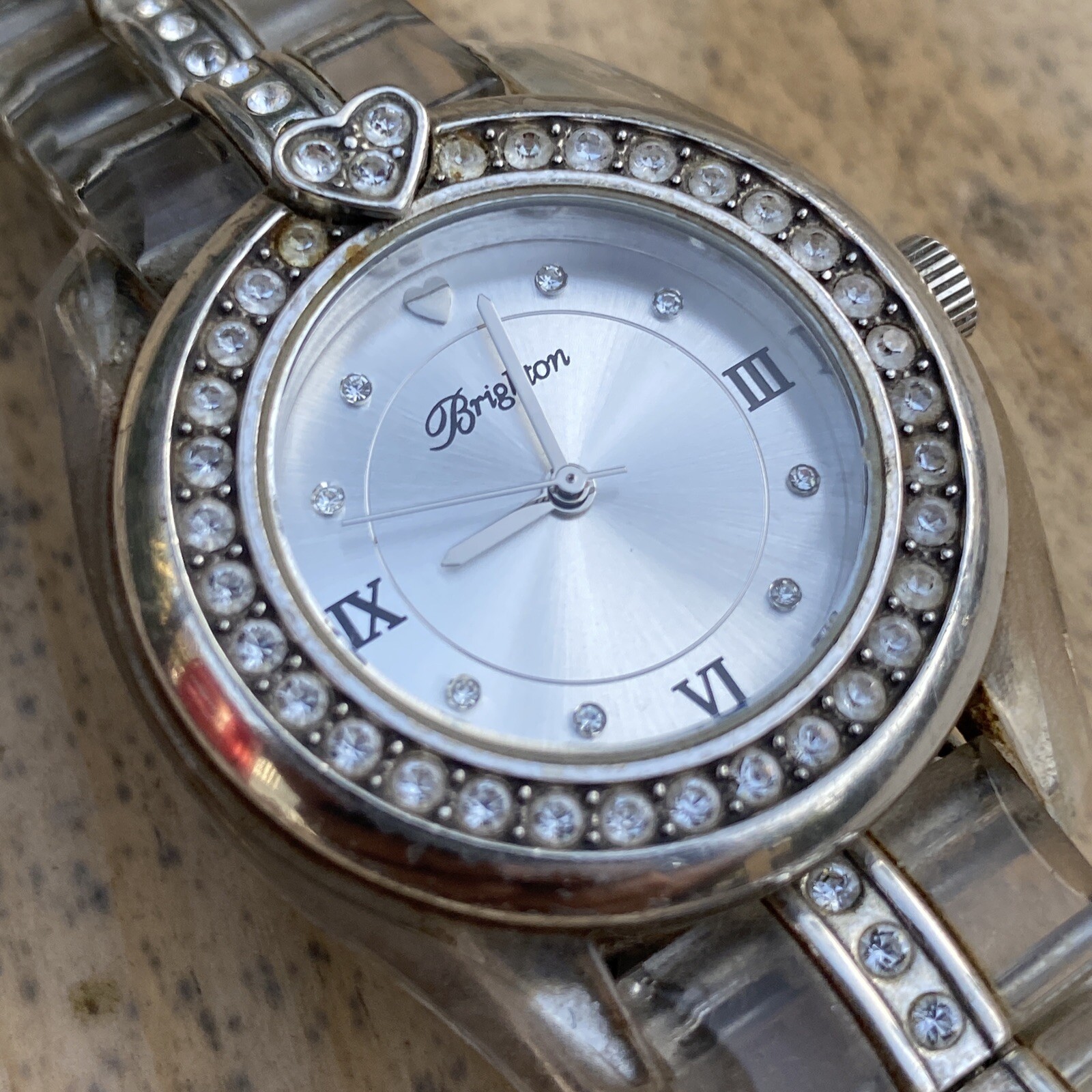 Brighton Dana Point Crystal Bezel Clear Ceramic Bracelet With Stones Watch