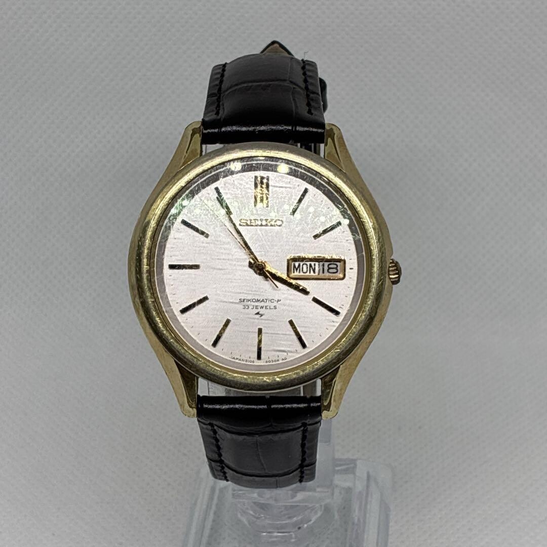 Seiko Seikomatic P 5106 8020 Automatic Day Date Vintage Mens Watch 33 Jewels