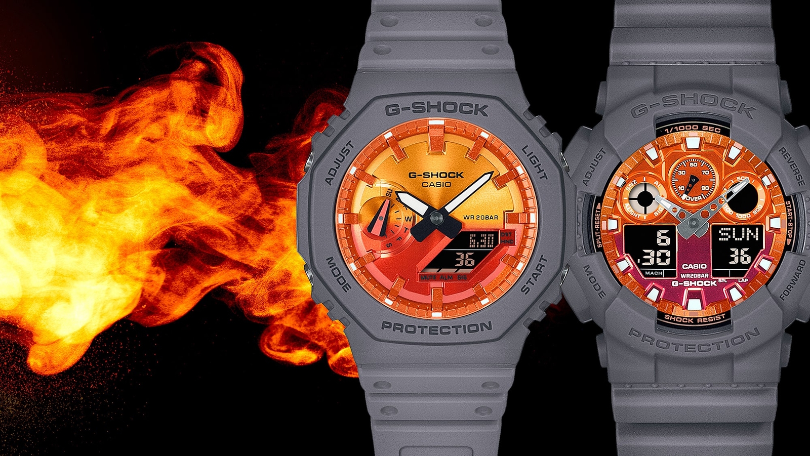 CASIO G-SHOCK GA-100FL-8AJF Flame inside Analog Digital Watch Big Case 51.2mm