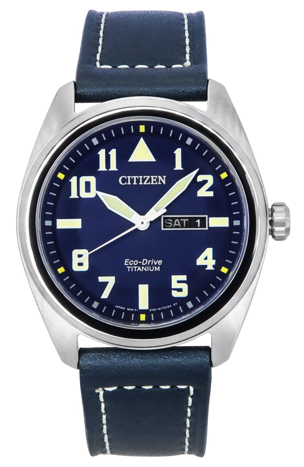 Citizen Eco-Drive Super Titanium Blue Leather Strap BM8560-45L 100M Mens Watch