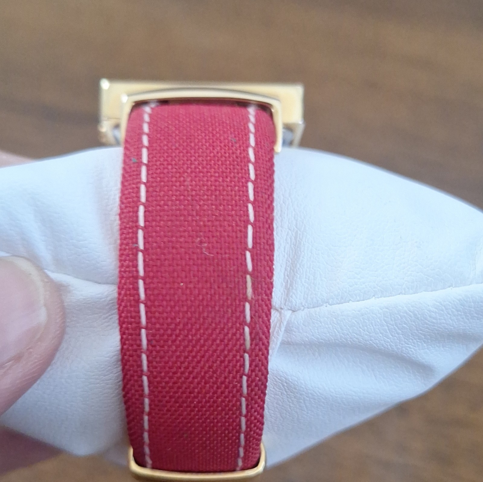 Joan Rivers Classics Quartz Square Gold Tone Watch Red Roman Dial Crystal Bezel