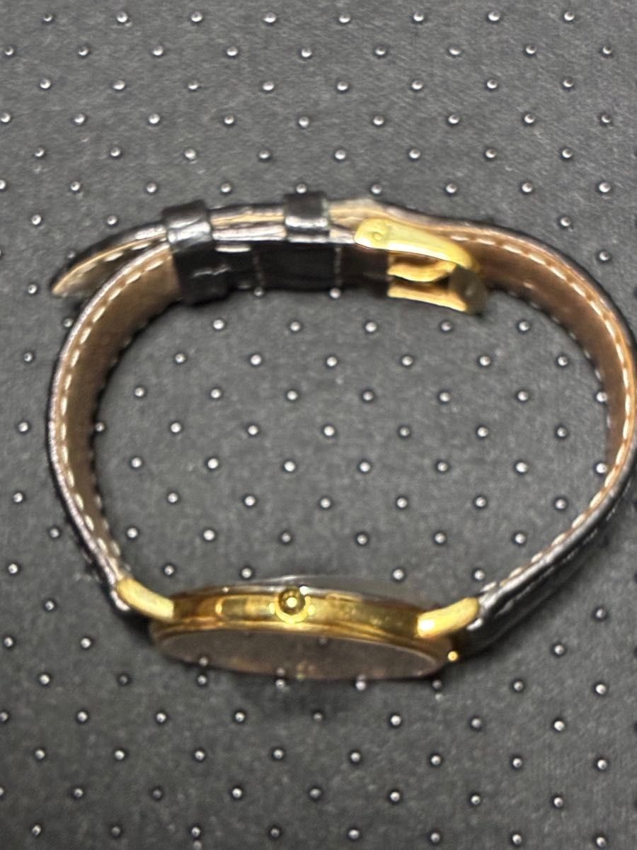 Longines Gold Dial Quartz Men’s Watch Black Leather Band Used
