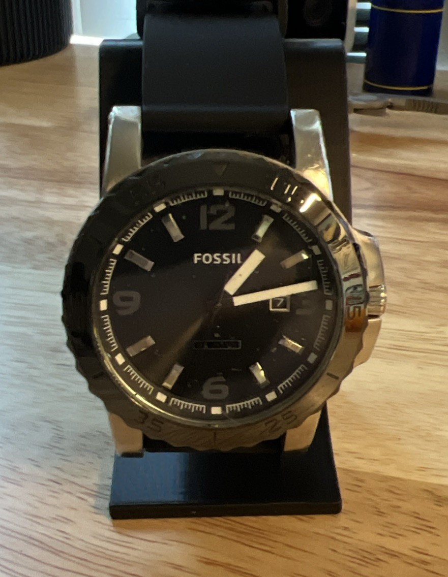 Fossil Men’s Color Code AM4257 Polyurethane Analog Quartz Watch with Black Dial
