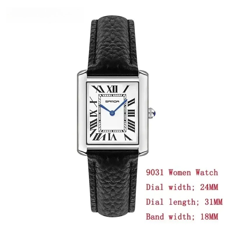 Men Women Square Dial Quartz Watch Leather Strap Waterproof Sport Casual
