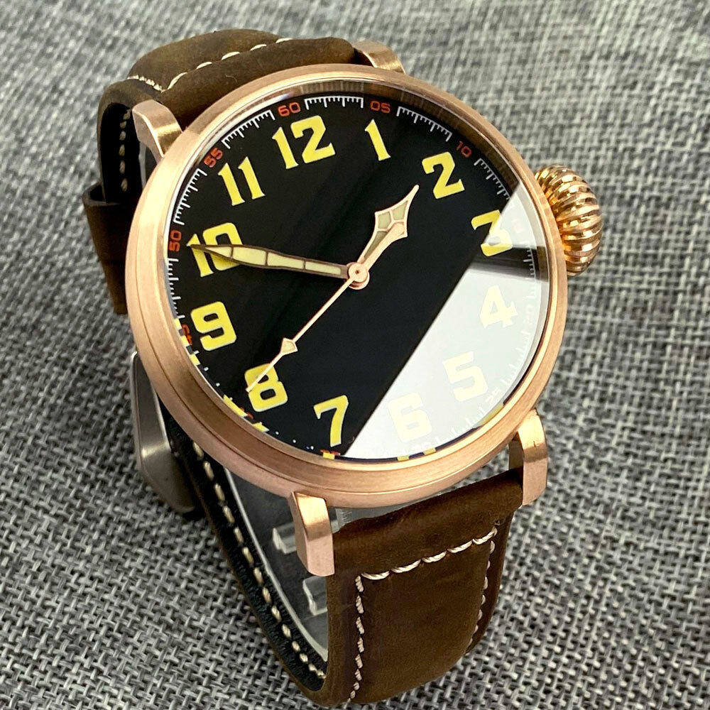 46.5mm Tandorio CUSN8 Solid Bronze Black Dial NH35A PT5000 Automatic Men Watch