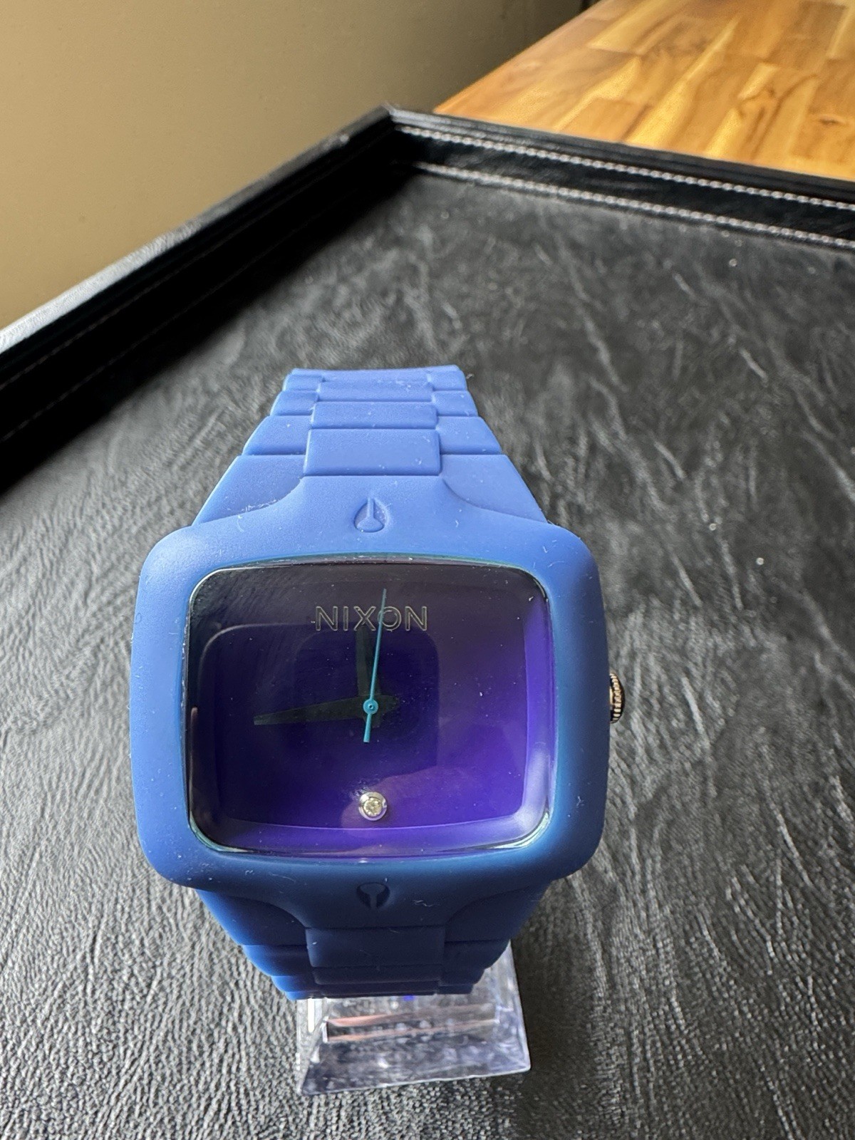 Nixon The Rubber Player Analog Quartz Watch Purple Dial Blue Rubber Strap 100m
