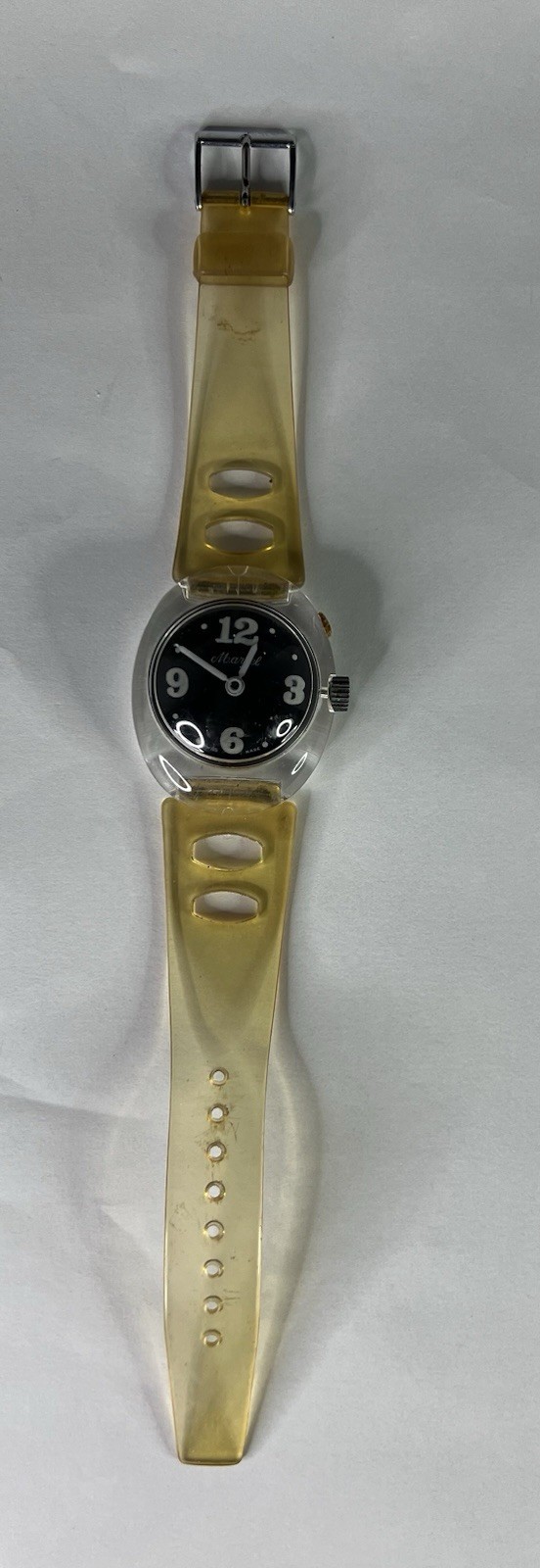 Marcel Mechanical Watch Swiss Mvmt Resin Case Domed Crystal Plastic Strap (597)