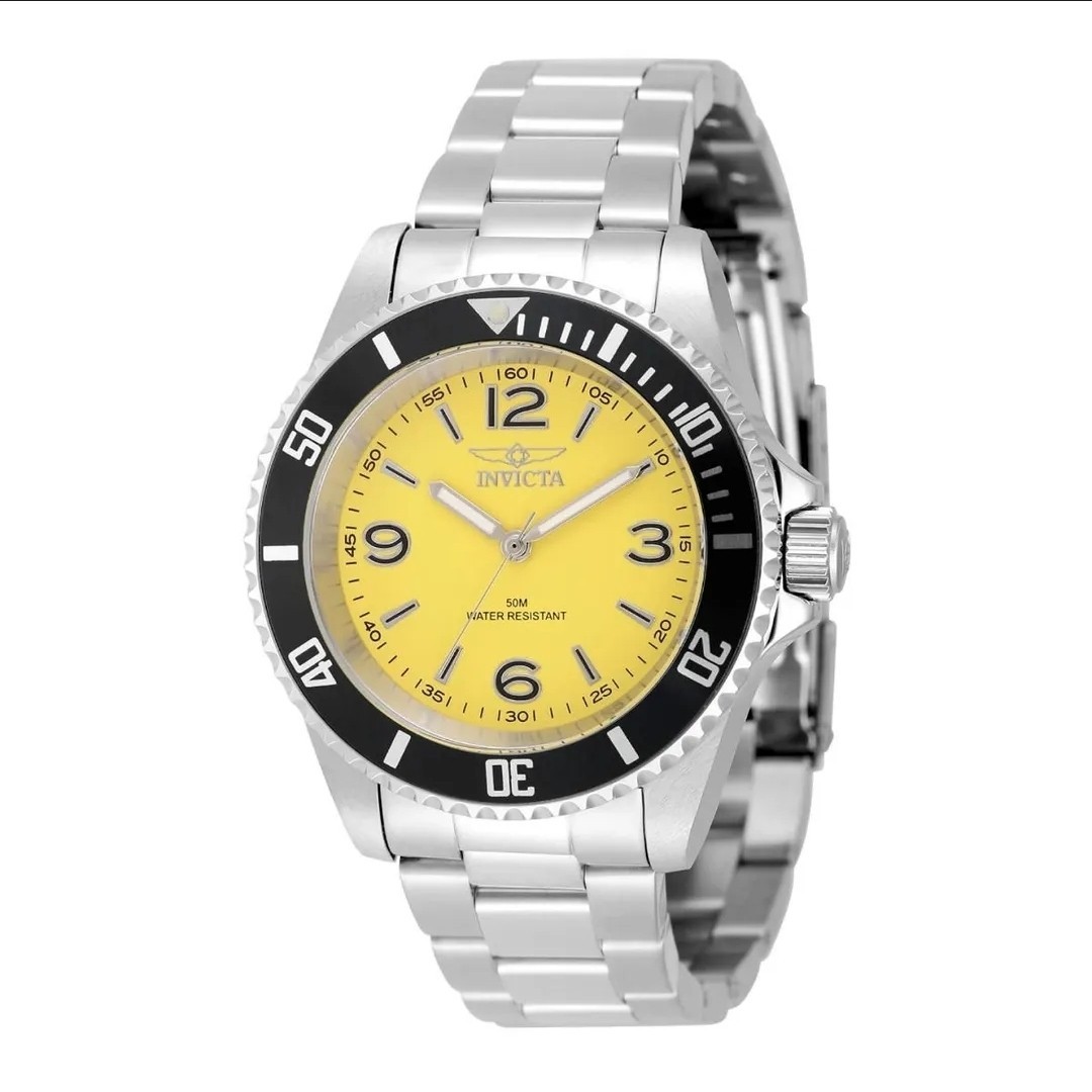 Invicta Specialty Rowan Mens 40mm Watch Silver Yellow Black Stainless Brand New