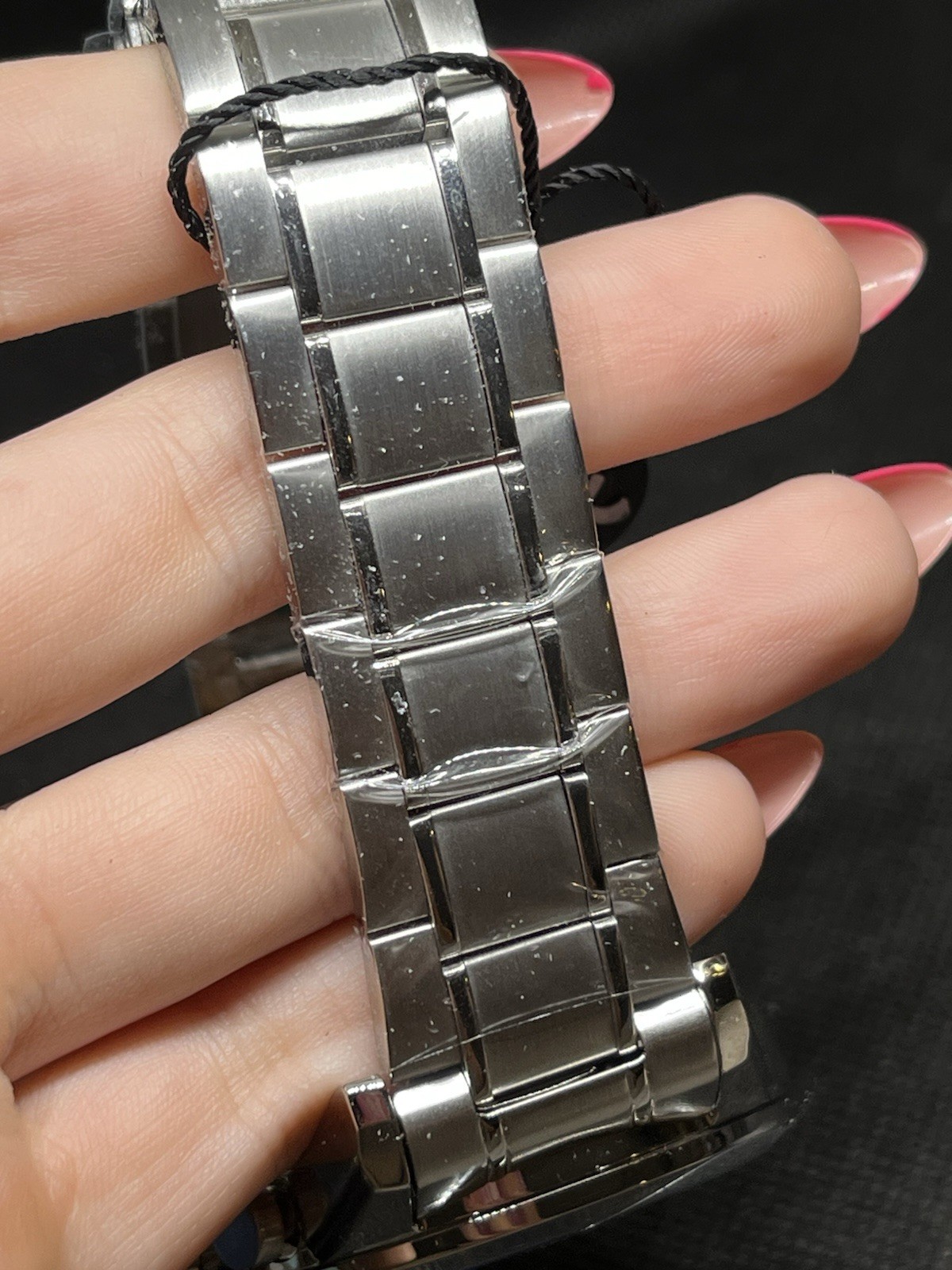 Daniel Klein Exclusive Men Black Watch Steel Plating 5 ATM Silver Tone Day Date