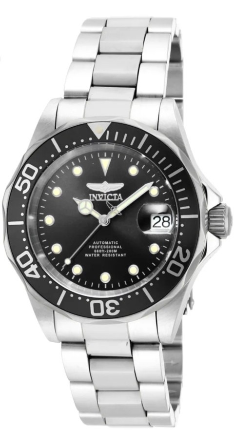 Ivicta Pro Diver Automatic 40mm Black Dial 200m Date Uni Bezel SS Bracelet