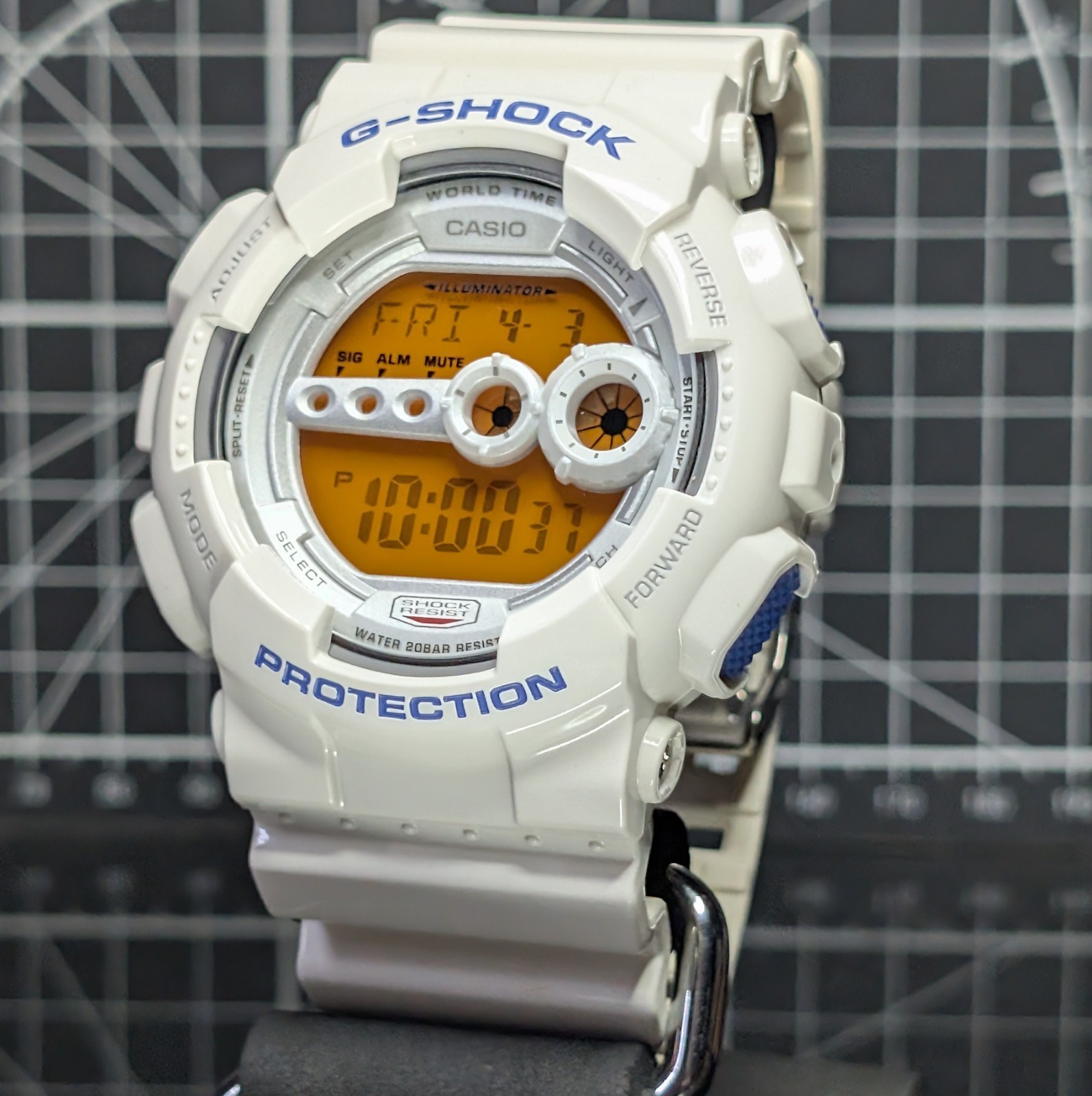 Casio G-Shock CRAZY COLOUR GD-100 White Blue Orange Digital Big Case GD-100SC-7