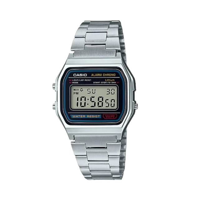 Casio A-158WA-1 Classic Silver Digital Watch Stainless Steel Unisex Retro Authen
