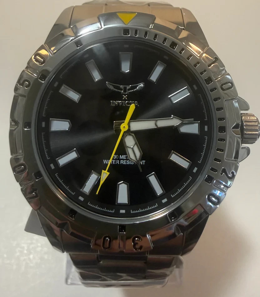 Invicta Specialty Mens 42mm Silver Black Dial Quartz Steel Bracelet Watch 69040