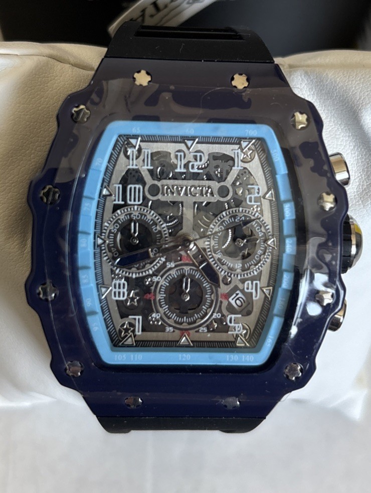 Mens Watch Invicta Racing Night Fall Nitro Gen Dark Blue Grey Skeleton 69707