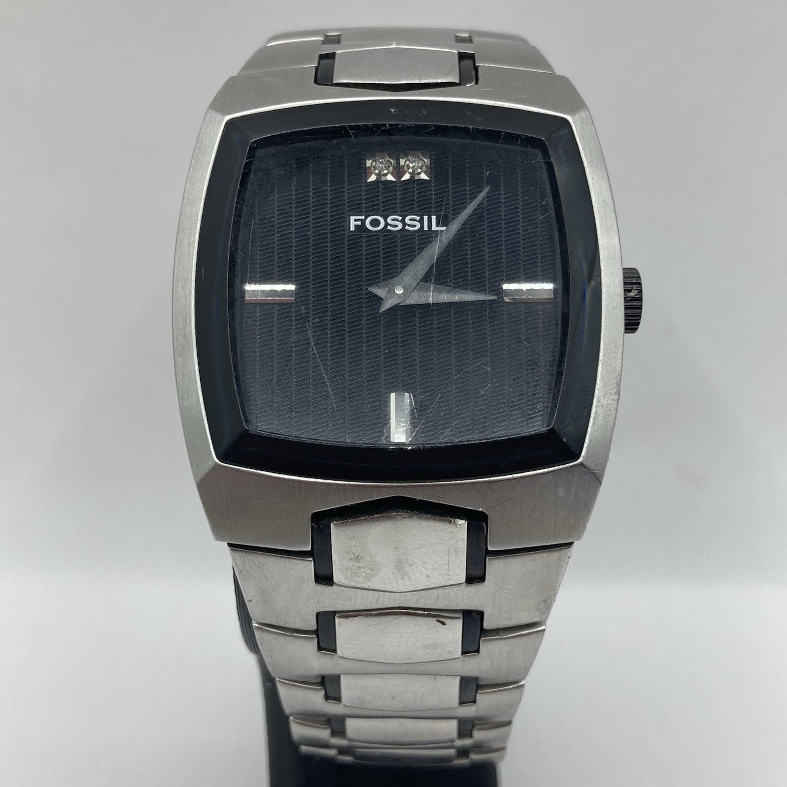 Fossil Arkitekt FS-4156 Men’s Watch Black Diamond Dial Stainless Steel Bracelet