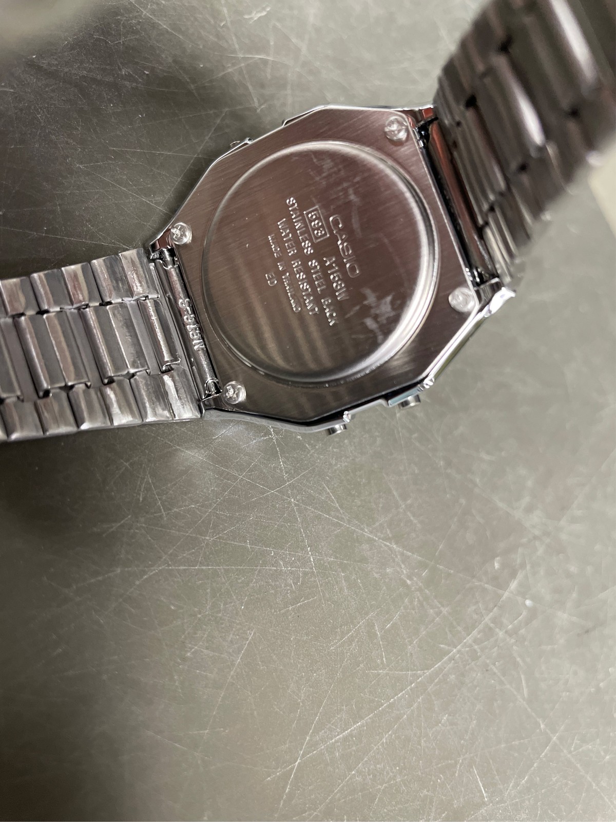 Casio A158WA-1DF 33mm Silver Resin Case with Silver Stainless Steel Band Man’s W