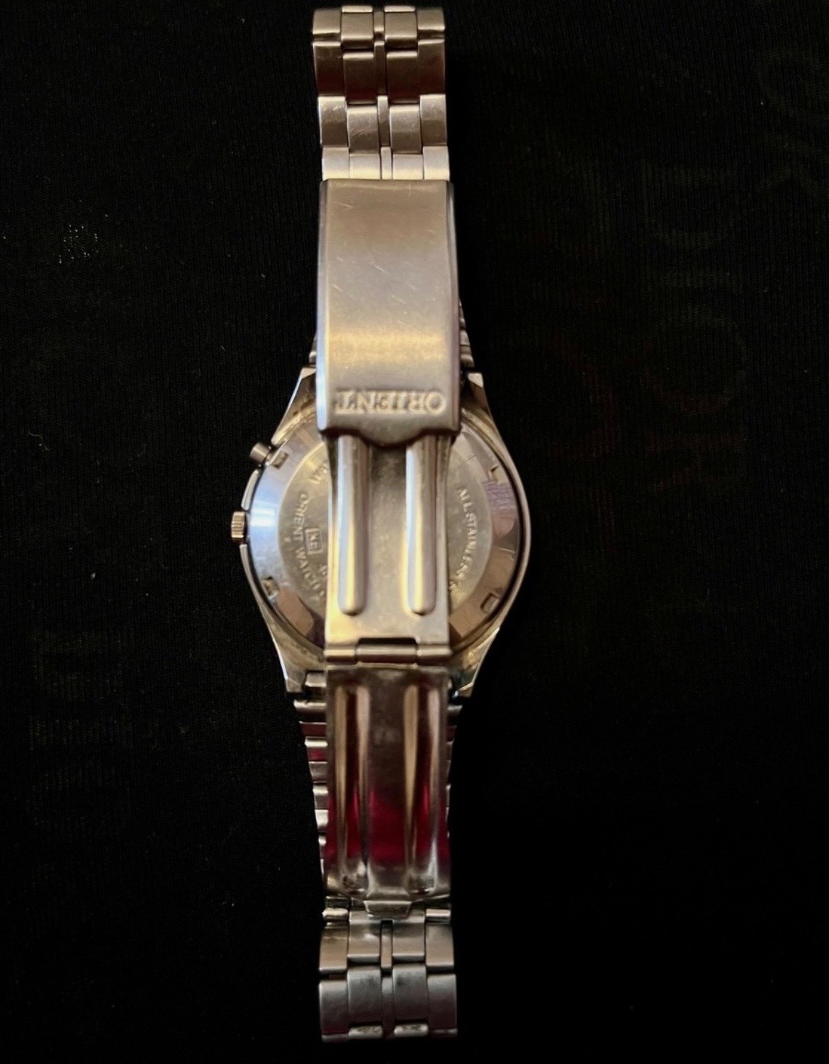 Vintage Orient Three Star Automatic Blue Dial Day Date Japan Men’s Watch