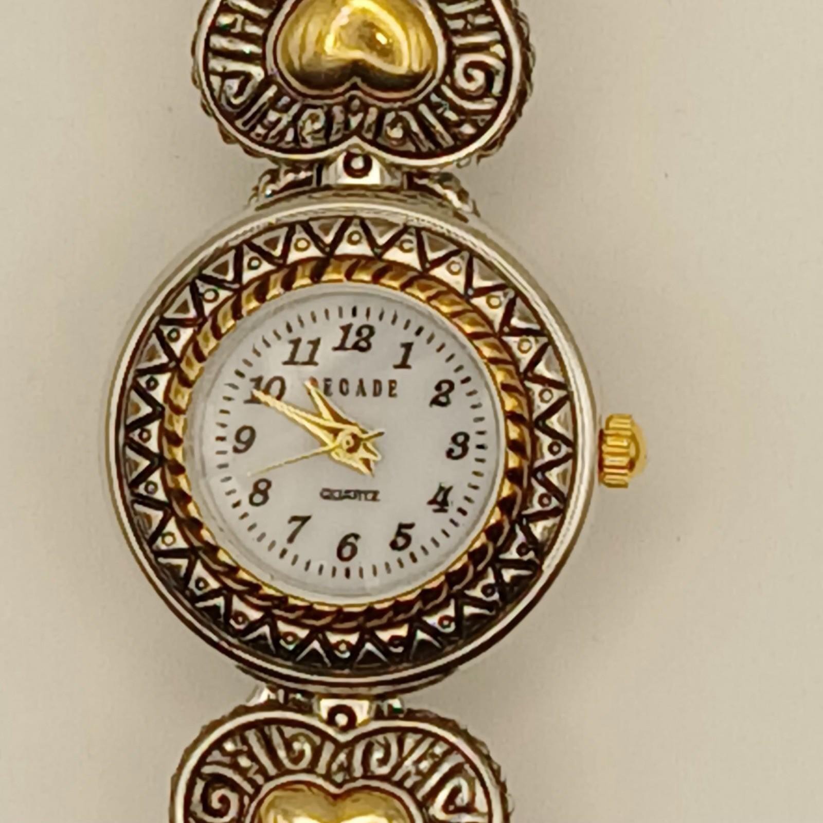 Decade Elegant Heart Detailed Bangle Women’s Watch in a two-tone