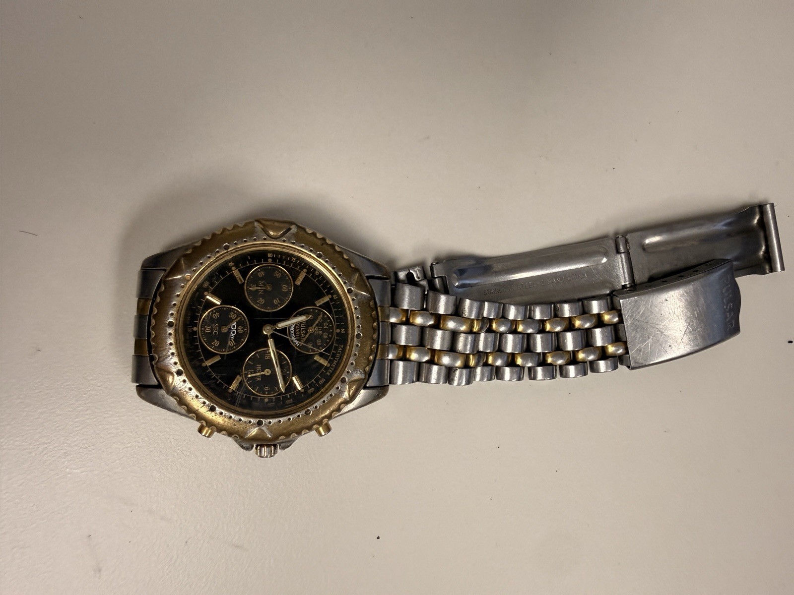 Pulsar 7T92-0CZ0 Quartz Chronograph Watch Runs Setting Issue Parts Repair