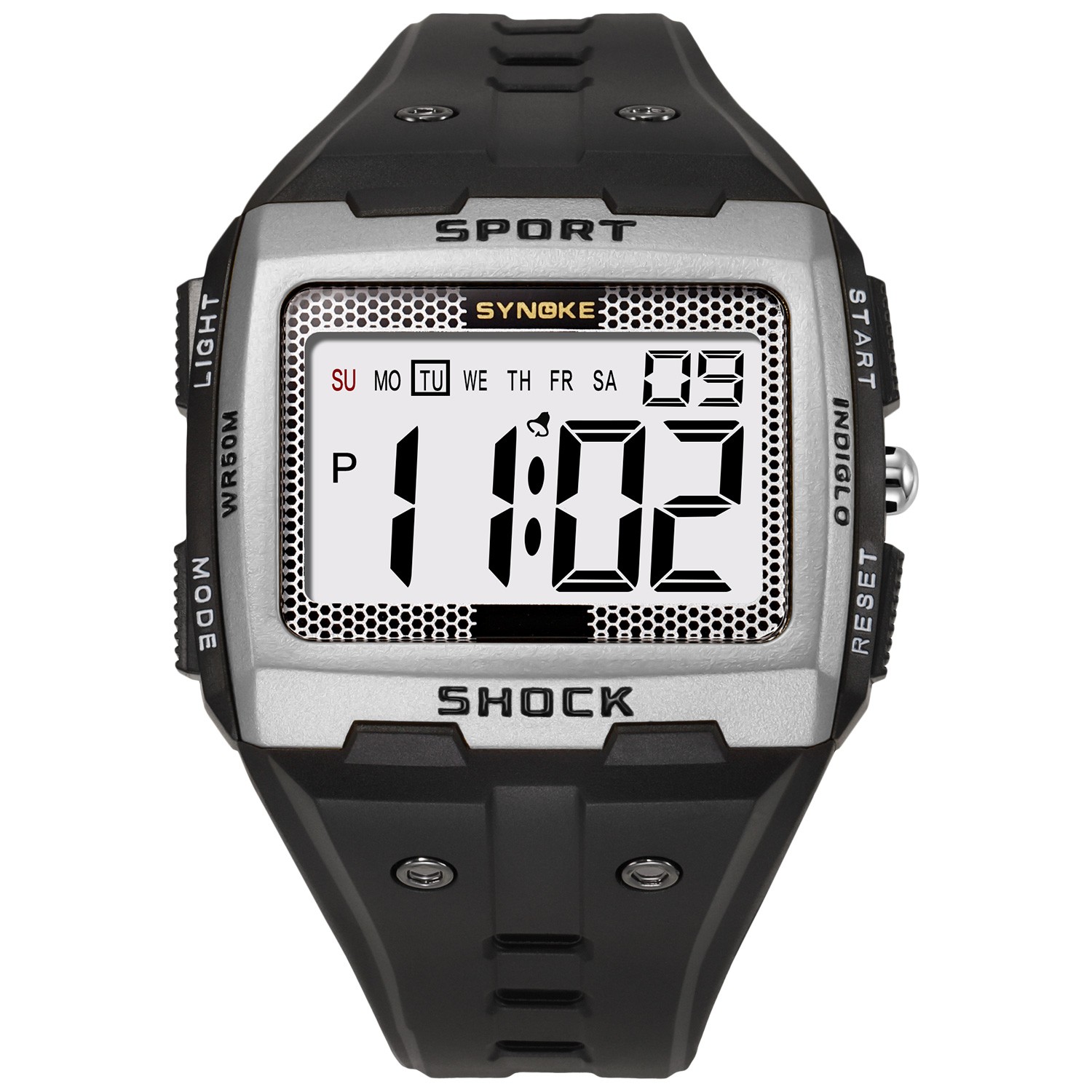 Full Numbers Big Size Digital Watch Water Resistant Electronic Wristwatch