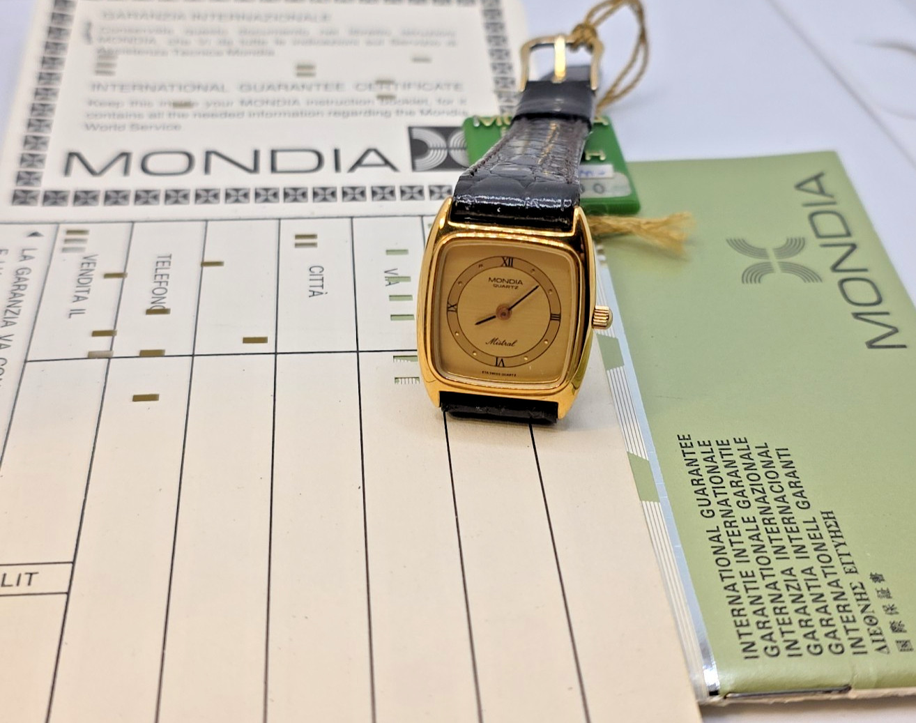 Mondia Mistral By Zenith Quartz Watch 21X21Mm 71100 N.O.S. Yellow Gold Plated