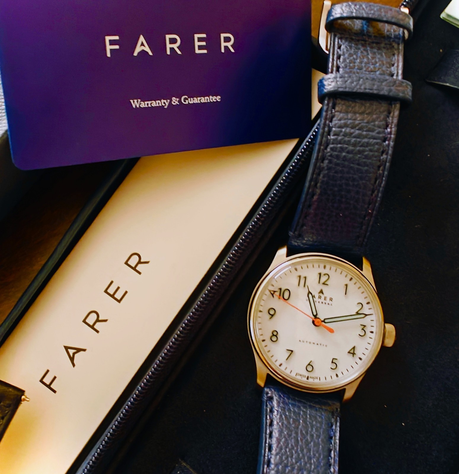 Farer Resolute 36 mm Automatic | White Dial | G101 |Pilot Blue Strap| Kit Papers