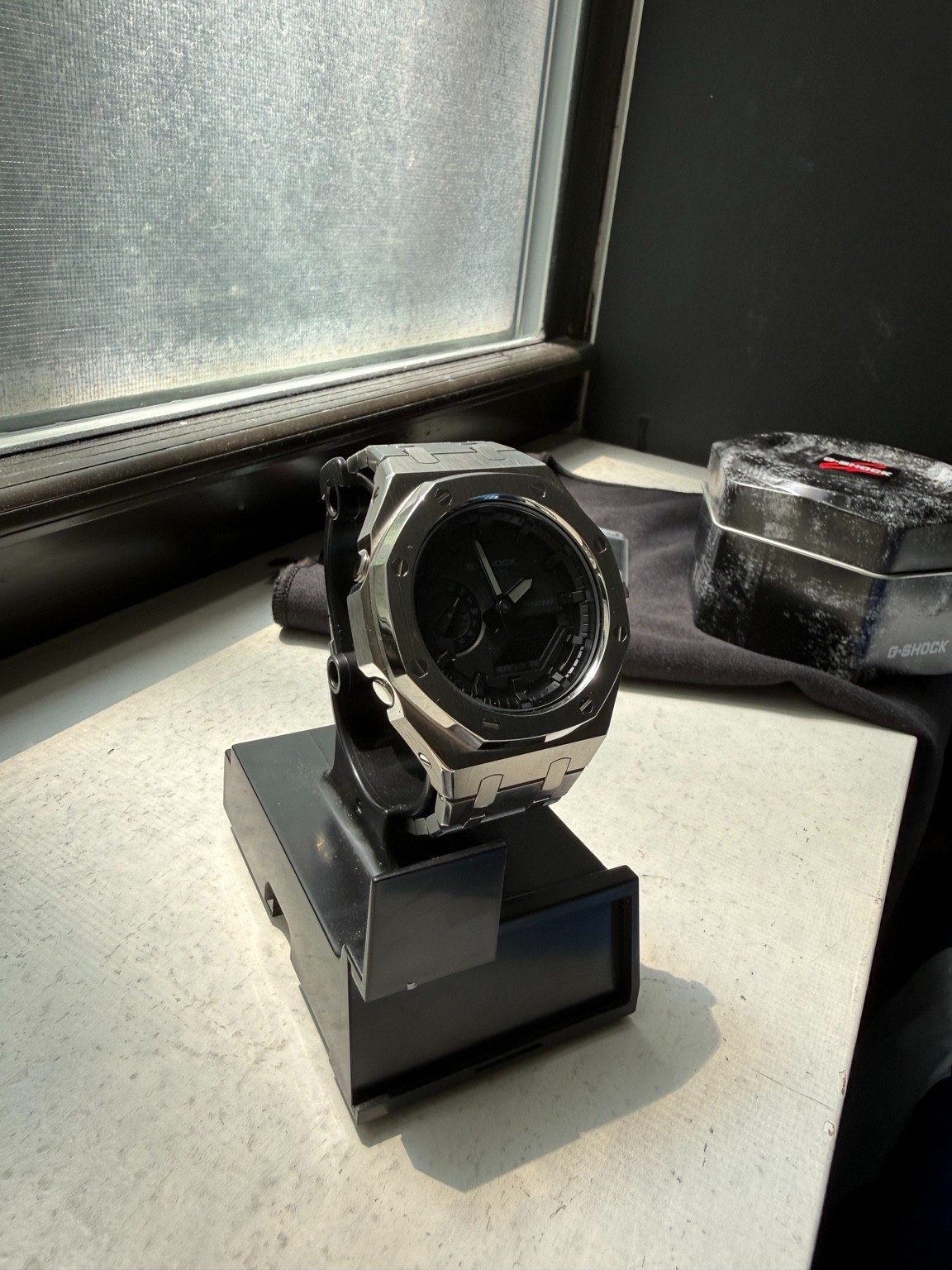 Casio G-Shock GA-2100 Custom Royal Casioak Stainless Steel Mod Black Dial w/ Box
