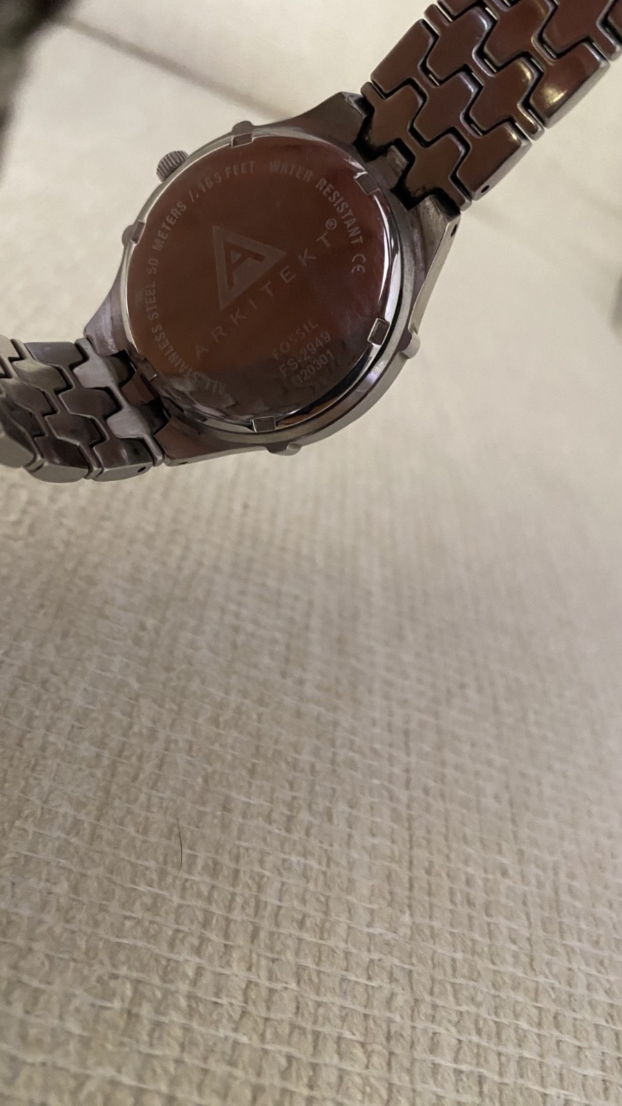 USED Fossil Arkitekt Three-Hand Stainless Steel Watch Blue Dial FS2949 FREE SHIP
