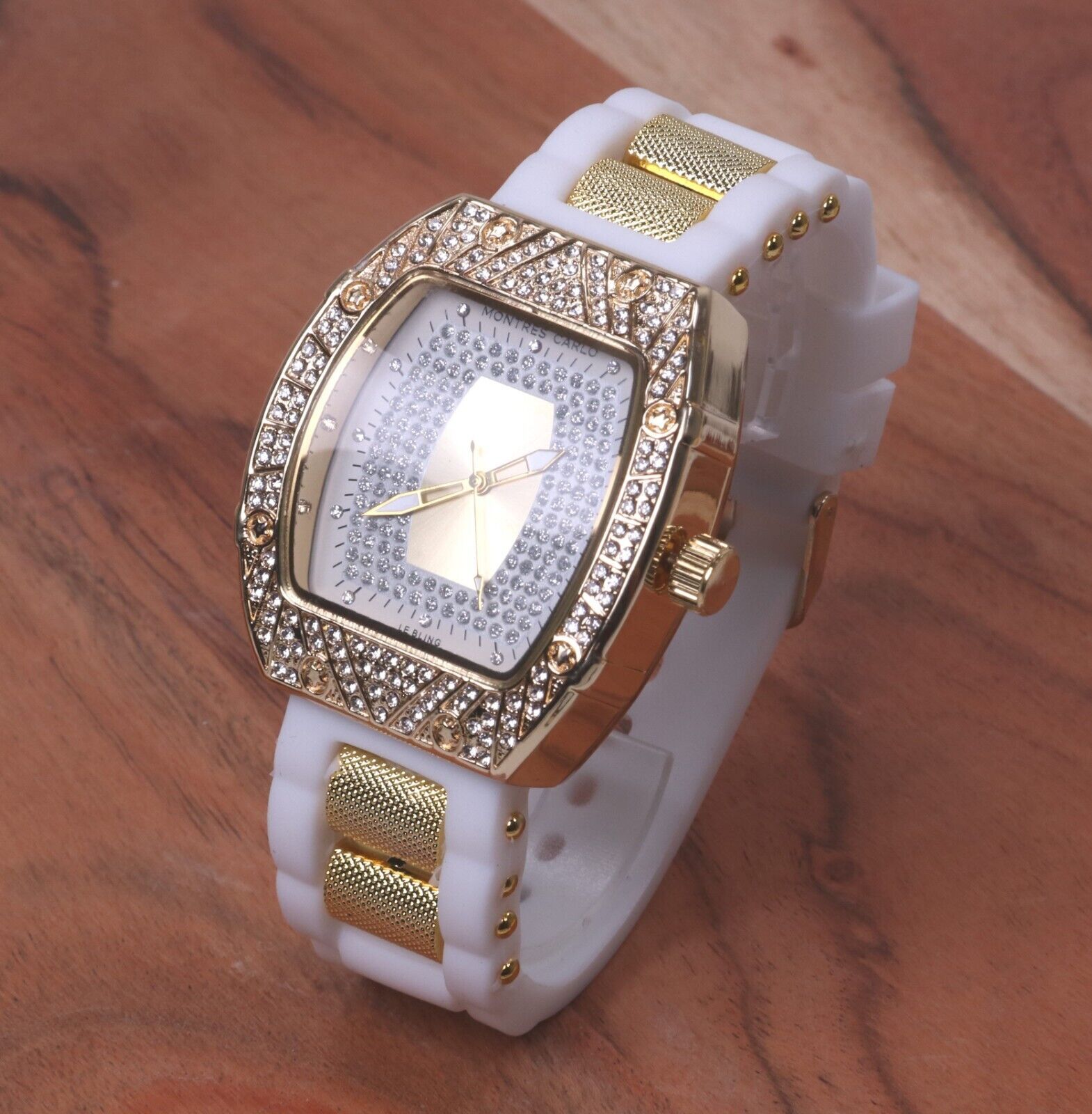 Men’s Iced Luxury Bezel Silicone Band GP Montres Carlos Watch