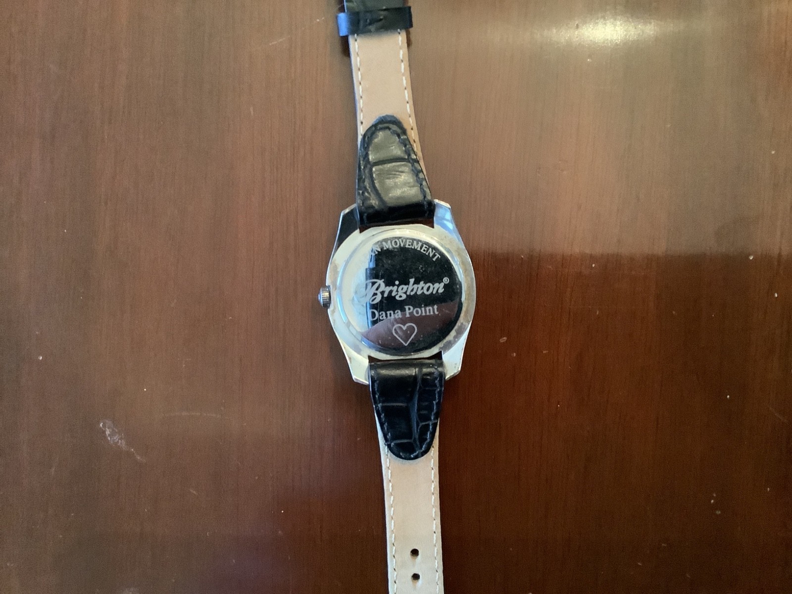 brighton Dana Point watch with swaroski crystal face and leather band