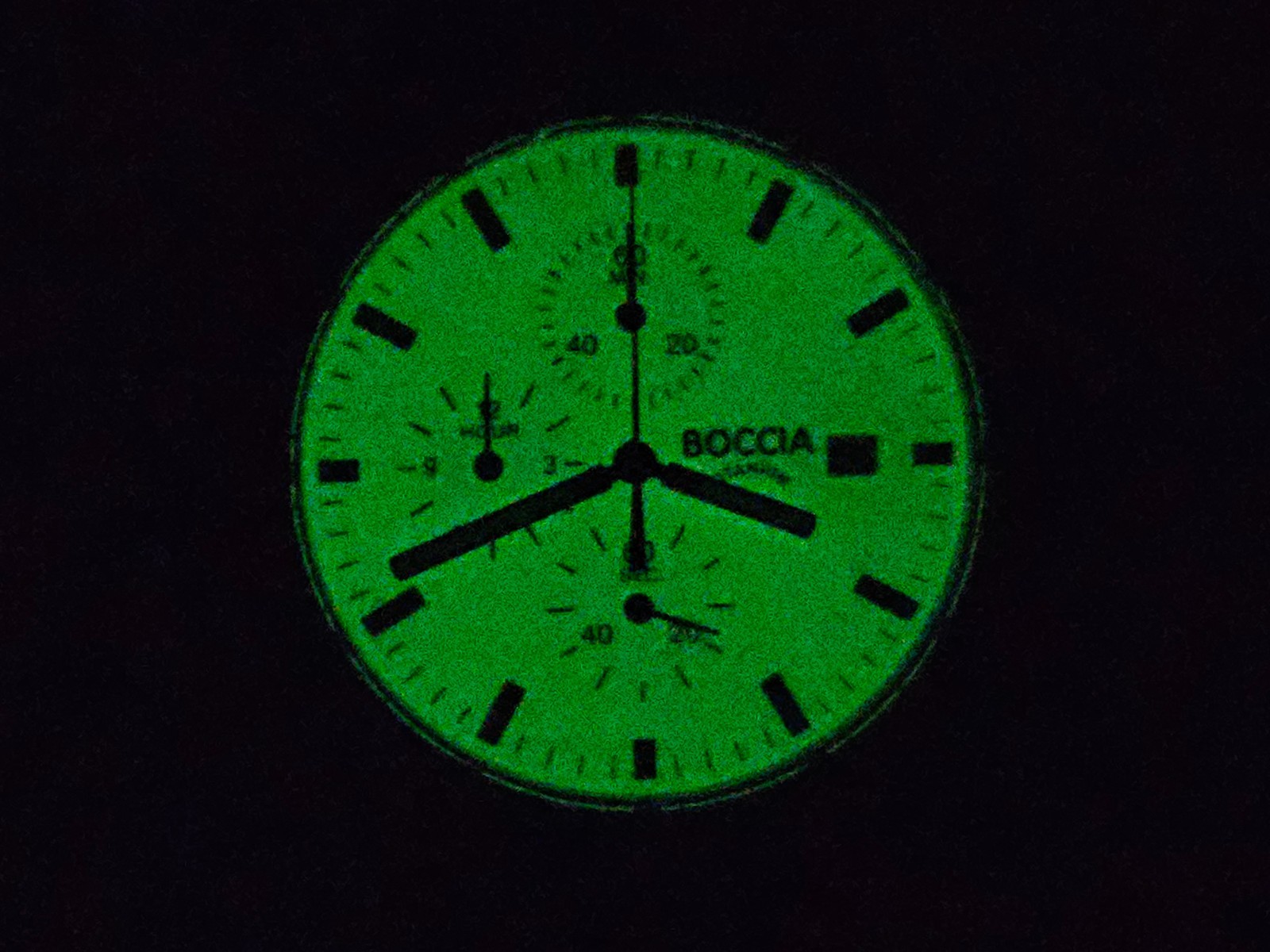 RETRO RARE SPORT ALL TITANIUM LUME DIAL QUARTZ CHRONOGRAPH MEN’S WATCH “BOCCIA”
