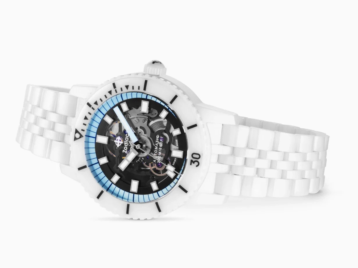Zodiac Super Sea Wolf Ceramic Compression Diver Skeleton Dial Auto Watch ZO9594