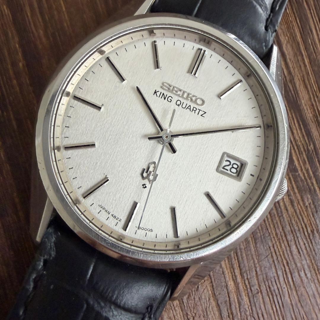 Seiko King Quartz 4822-8000 Vintage 1976 Silver Dial Used SV630