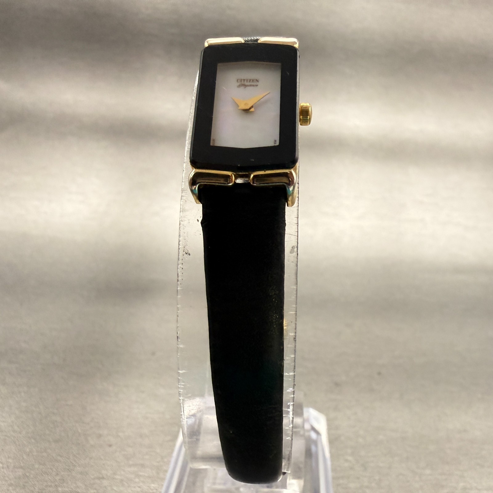 Citizen Elegance Tank Watch Women 13mm MOP Dial Gold Tone 2200-S14994 New Batt