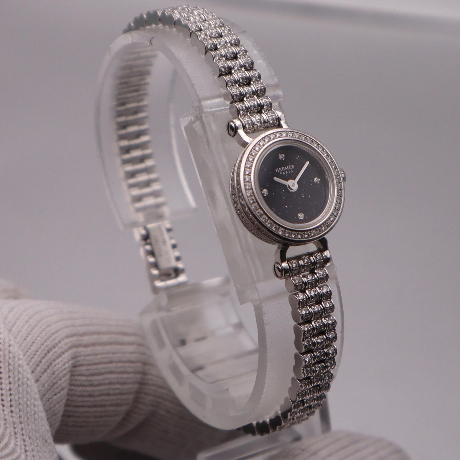 Hermes Faubourg Joaillerie 16.3 mm 18K White Gold Diamonds Watch W049640WW00