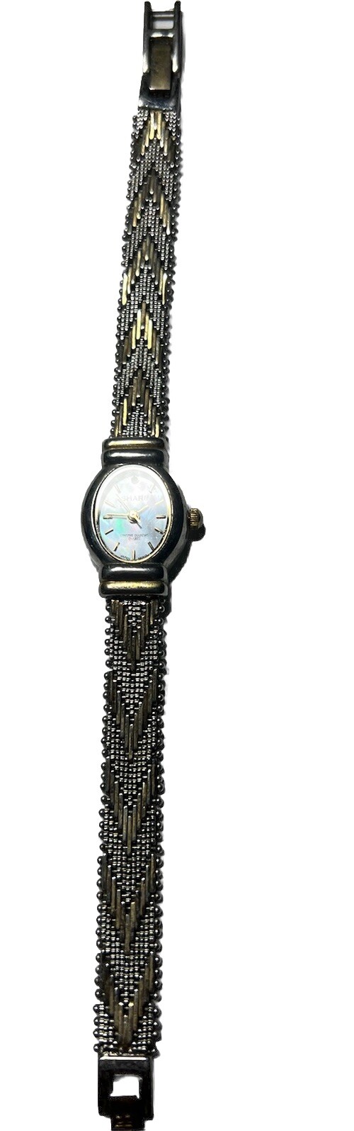 1930’s Sharp Ultra Light Watch Fiery MOP Dial Genuine Diamond woman two tone