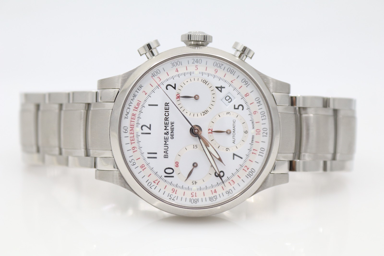 Baume & Mercier Capeland 42mm White Chrono Dial Automatic Watch W/ Box M0A10061