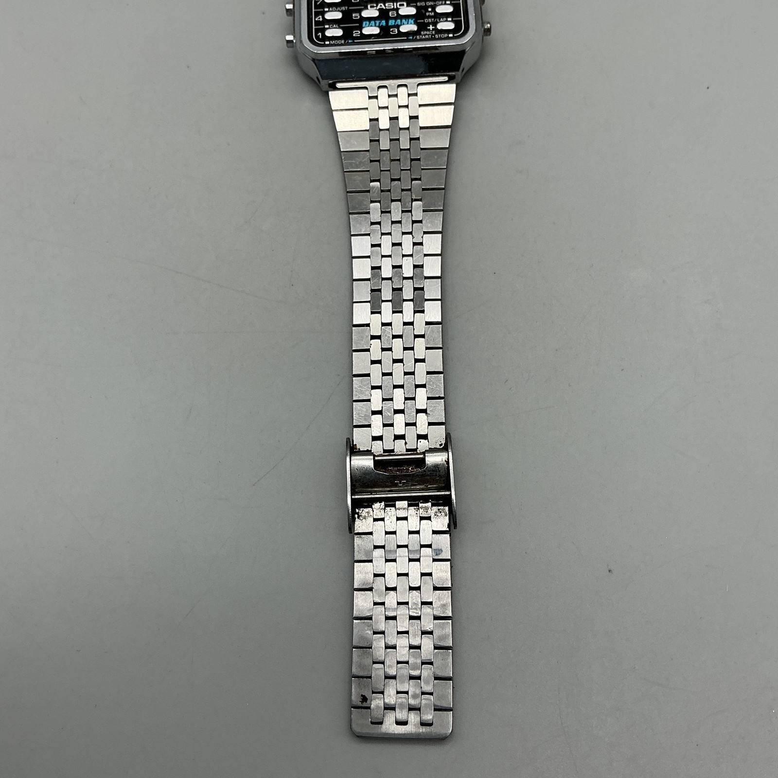 Vintage Casio Data Bank Mens Watch 33mm Silver Tone Calculator Alarm New Battery
