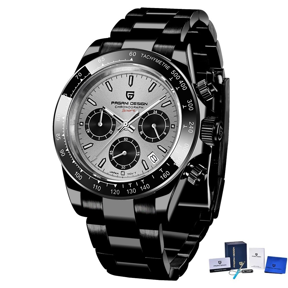 Luxury Men’s Chronograph Quartz Watch. Sapphire Crystal. Stainless Steel